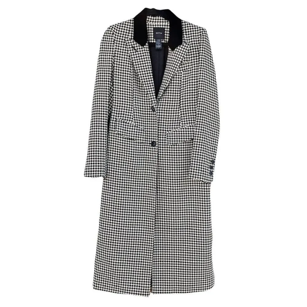 Smythe Brando Coat Houndstooth Black Cream - Picture 2 of 4
